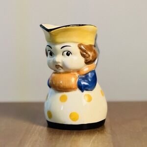 Vintage Queen Of Hearts Figural Creamer Pitcher Iridescent Luster Toby Style Jug